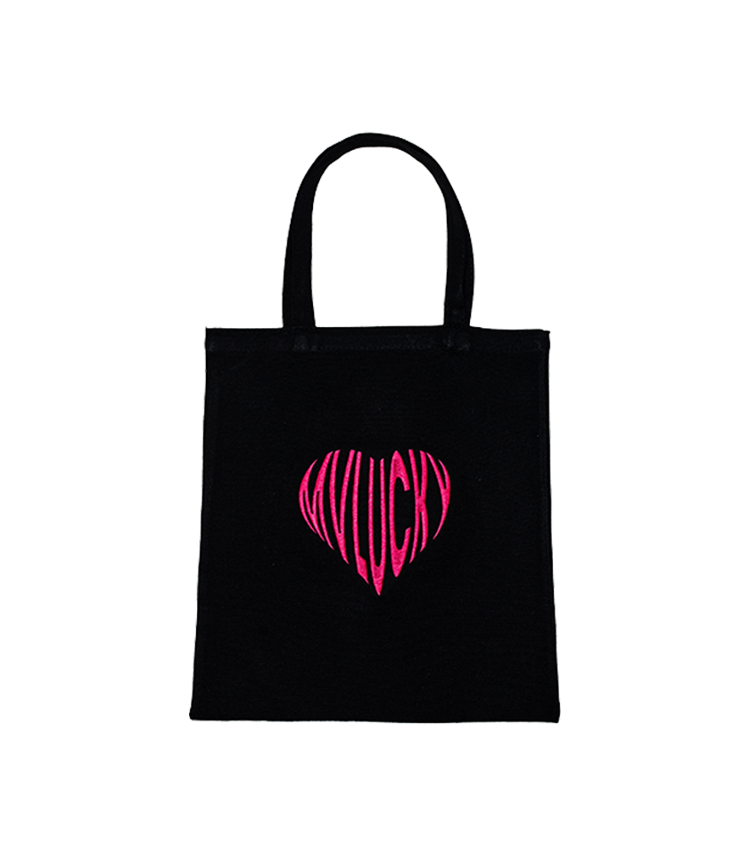 MVLUCKY Fuchsia Heart Logo Tote Bag MVLUCKY Fuchsia Heart Logo Tote Bag